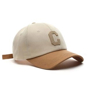 Adjustable 3-Tone Beige, Tan & Brown Embroidered Letter ‘C’ Baseball Cap OS New
